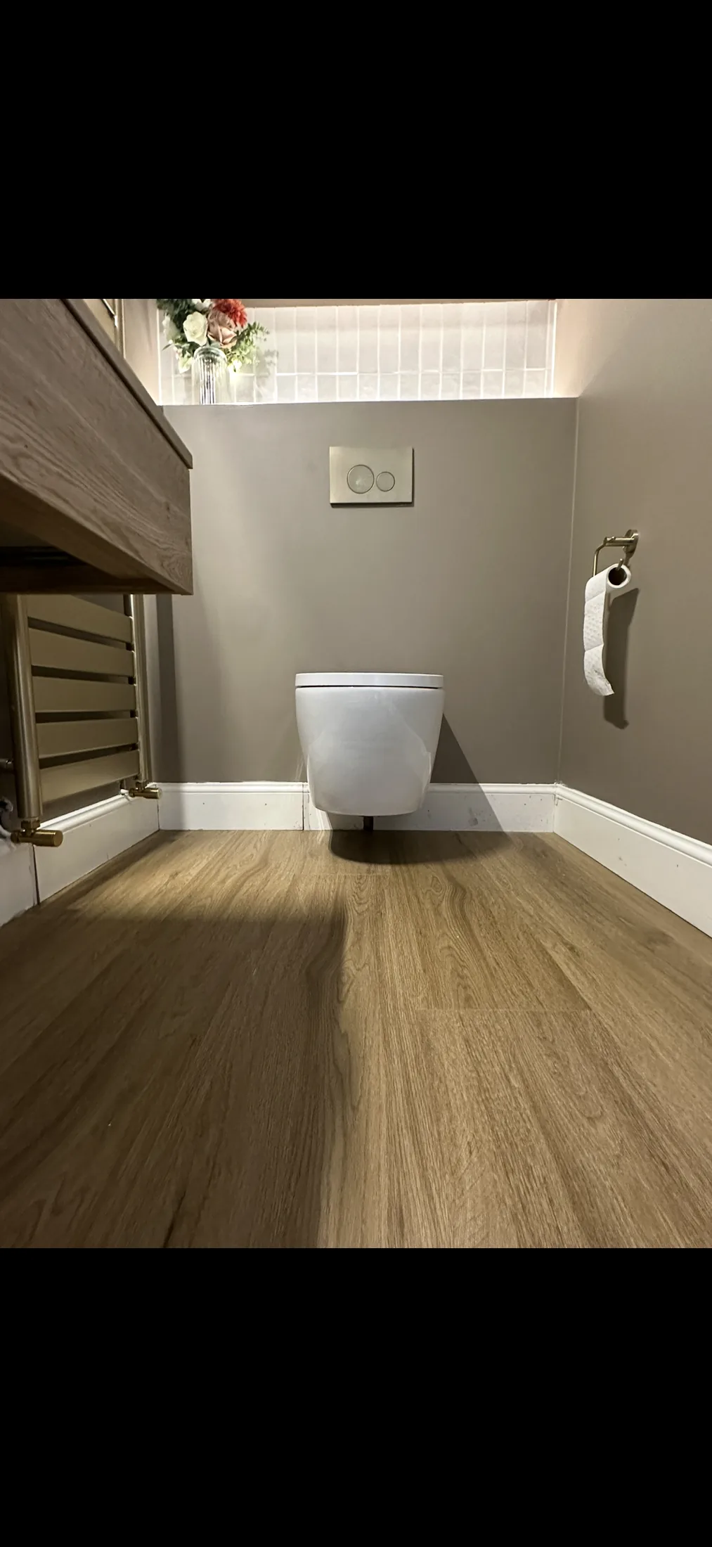 Floor tiling complete in new bathroom